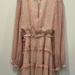 Lush Pink Floral Ruffle Dress